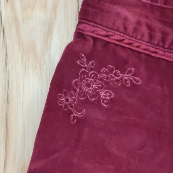 Maroon velour wide leg pant - Picture 4 of 6